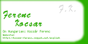 ferenc kocsar business card