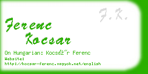 ferenc kocsar business card